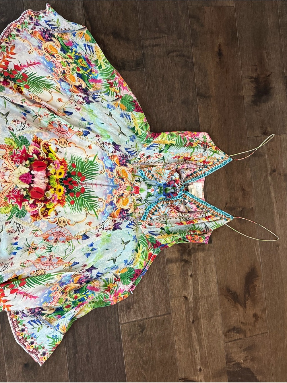 Camilla Multicolor Floral Spaghetti-Strap Dress - Picture 2 of 9